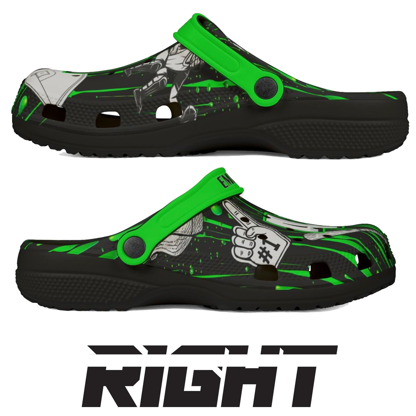 Personalized Custom Child and Adult Baseball Dripping Paint Clogs Shoes