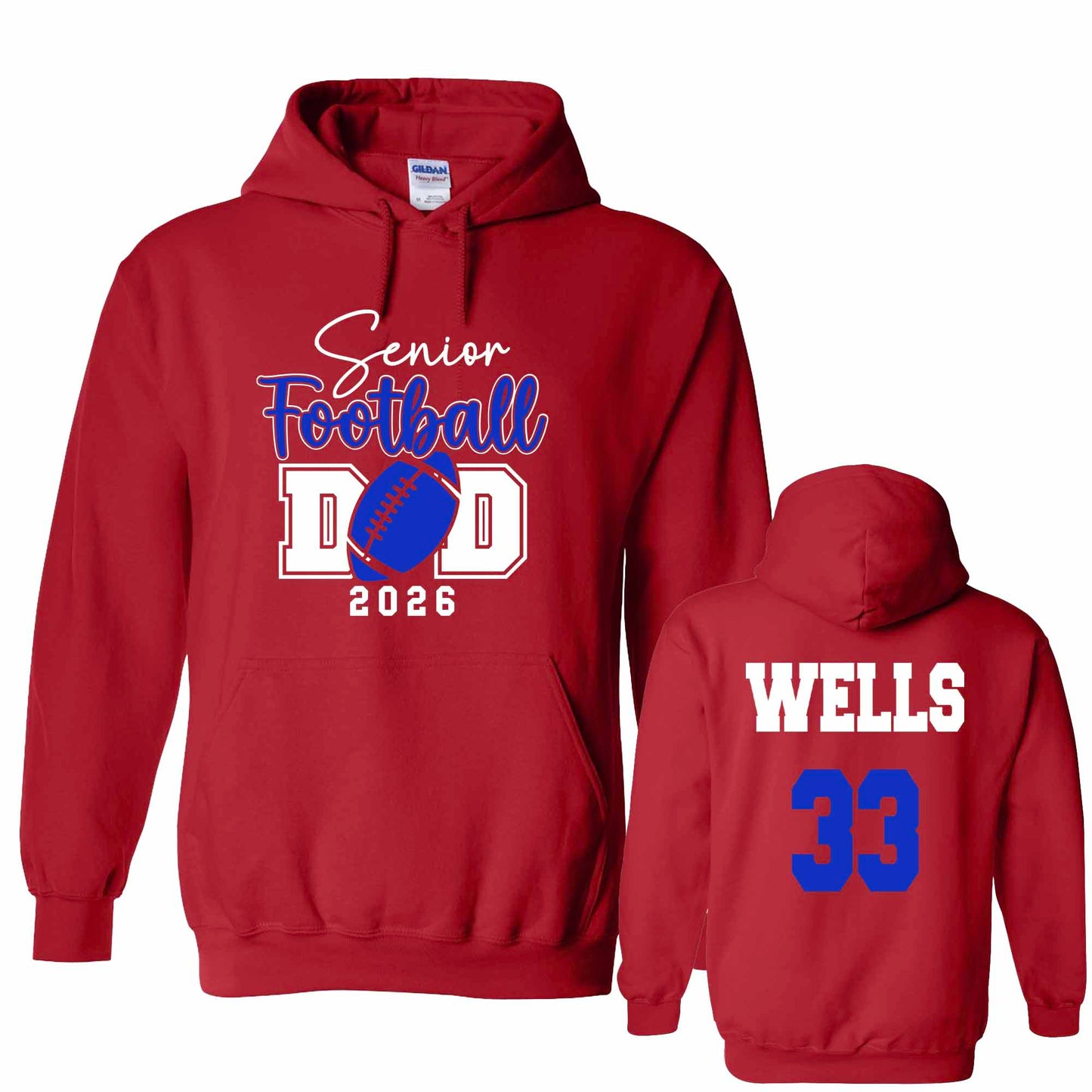 Patriots Senior Football Dad Design Red Gildan Heavy Cotton Blend Hoodie Sweatshirt -1.18500