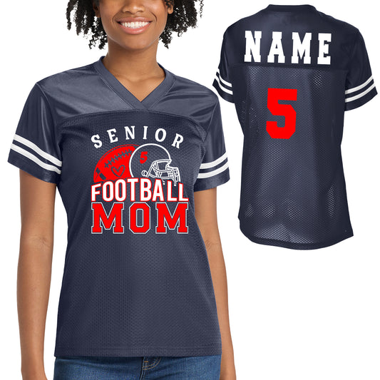 Senior Patriots Football Mom Team Design Women's Navy Sport-Tek Replica Football Jersey - LST307