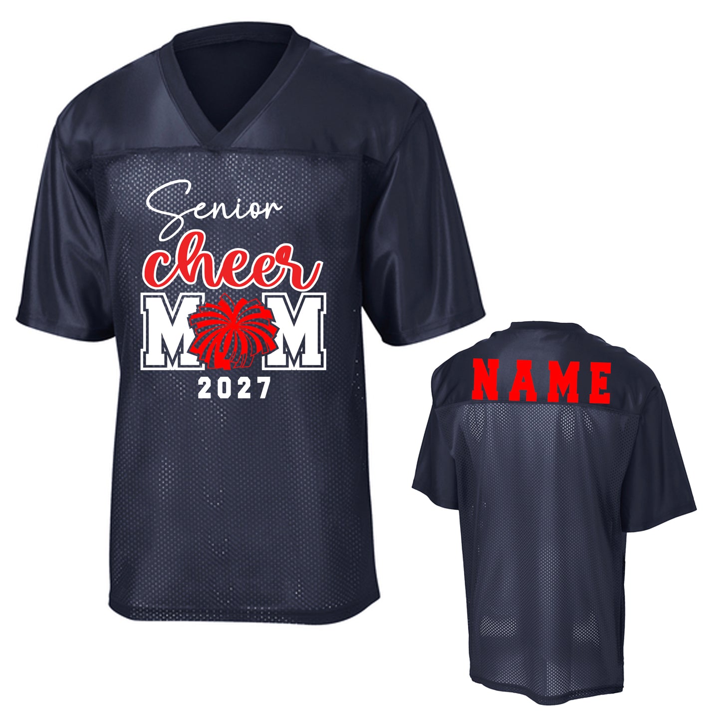 Patriots Senior Cheer Mom Design Unisex Navy Sport-Tek Replica Football Jersey - ST307