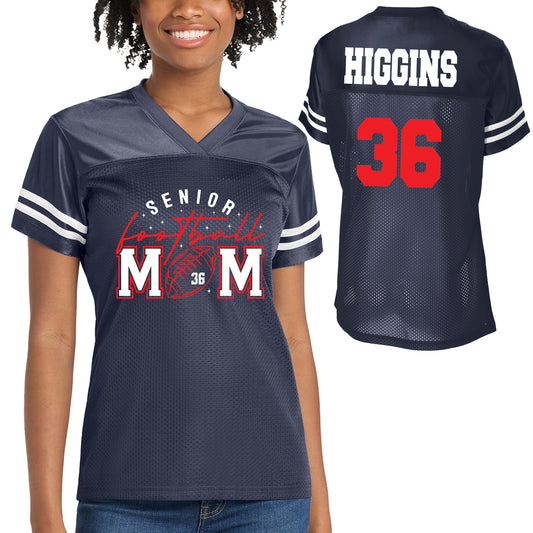 Senior Patriots Football Mom Team Design Women's Navy Sport-Tek Replica Football Jersey - LST307.2