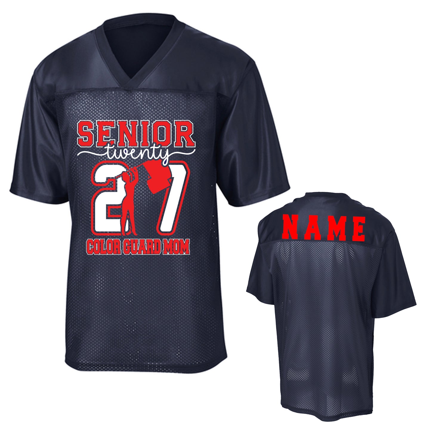 Patriots Senior Color Guard Mom Design Unisex Navy Sport-Tek Replica Football Jersey - ST307