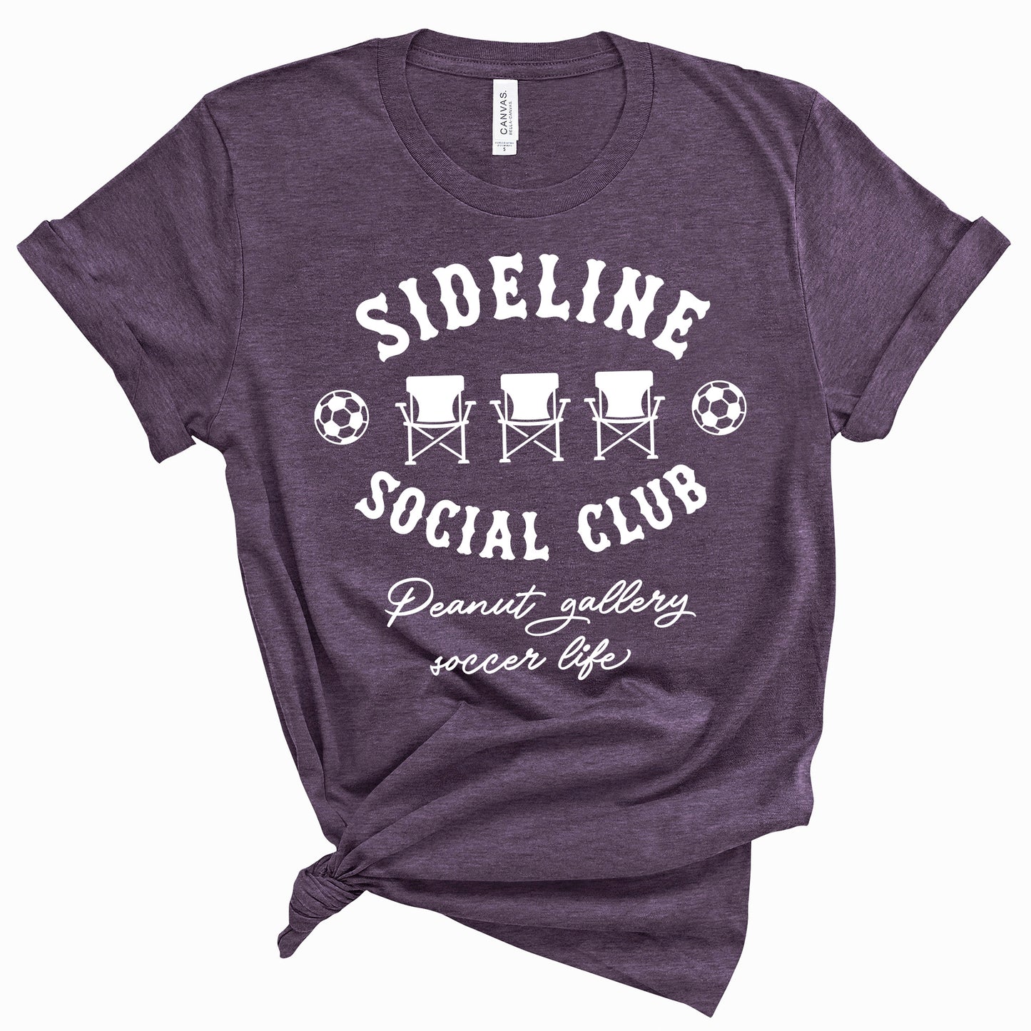 Sideline Social Club Soccer Bella+Canvas Heather Cotton Jersey Tee Shirt - 3001
