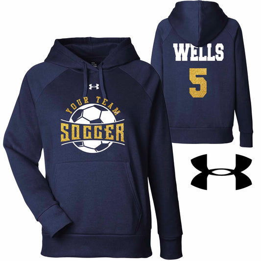Soccer Team Glitter Design Under Armour Women's Rival Fleece Hoodie Sweatshirt - 1379500