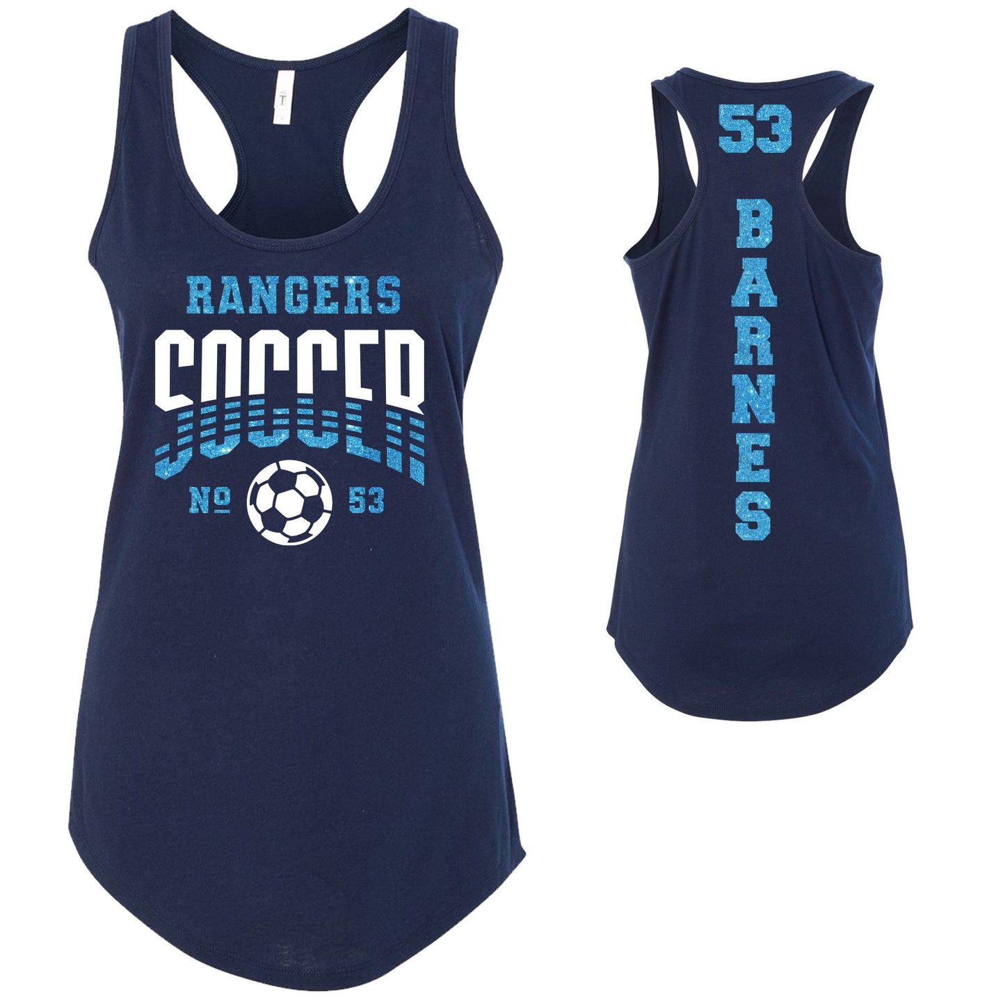 Custom Soccer Team Glitter Deisgn Next Level Fitted Racerback Tank Top - 249.1533