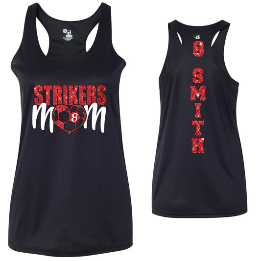 Custom Soccer Mom Glitter Design Badger DRI FIT Racerback Tank Top - 4166