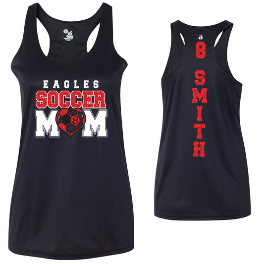 Custom Soccer Mom Glitter Design Badger DRI FIT Racerback Tank Top - 4166
