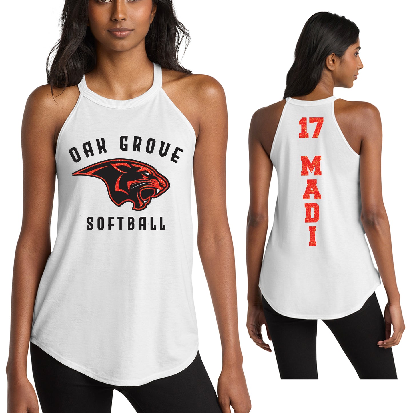 Oak Grove Panthers All Activities Women's White Tri-Blend Rocker Tank by District