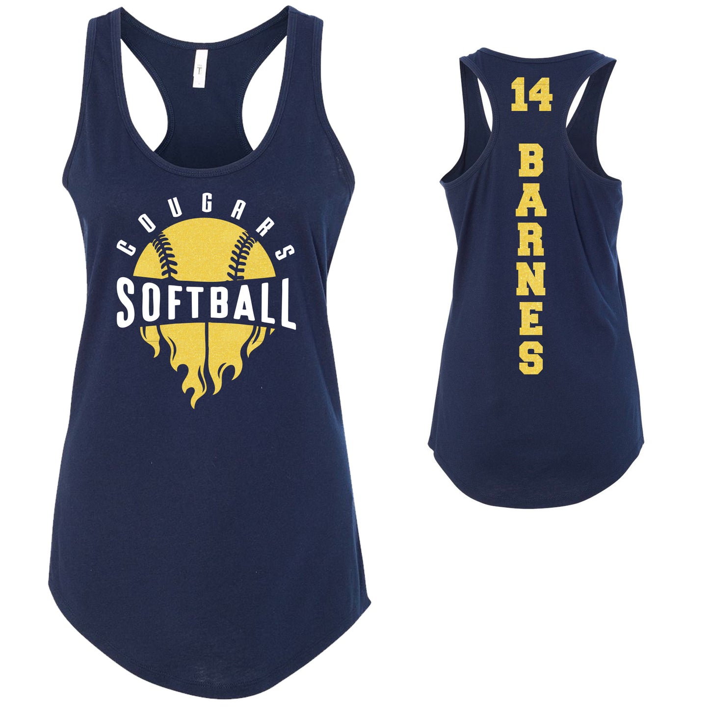 Custom Softball Team Glitter Deisgn Next Level Fitted Racerback Tank Top - 1533