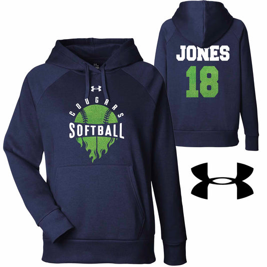 Softball Team Glitter Design Under Armour Women's Rival Fleece Hoodie Sweatshirt - 1379500