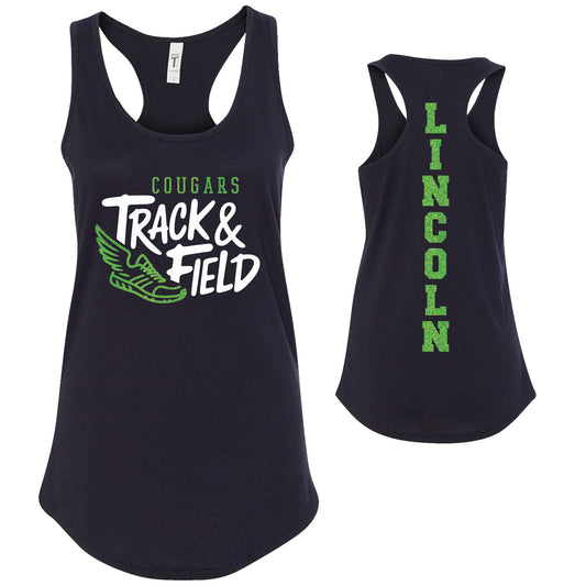 Custom Track Team Glitter Deisgn Next Level Fitted Racerback Tank Top - 13.1533