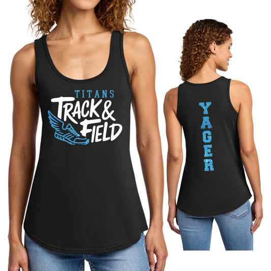 Custom Track and Field Glitter Design Port & Co Women's Cotton Core Tank Top - LPC54TT