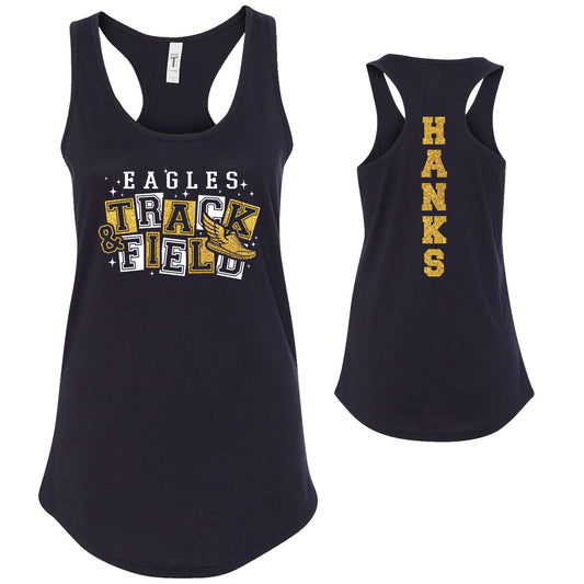 Custom Track Team Glitter Deisgn Next Level Fitted Racerback Tank Top - 21.1533