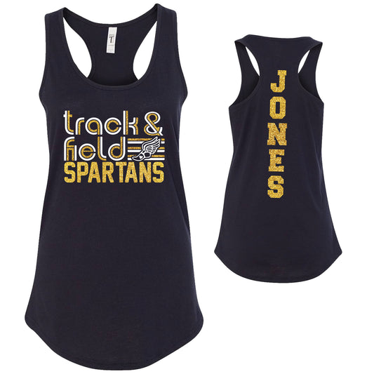 Custom Track Team Glitter Deisgn Next Level Fitted Racerback Tank Top - 1533