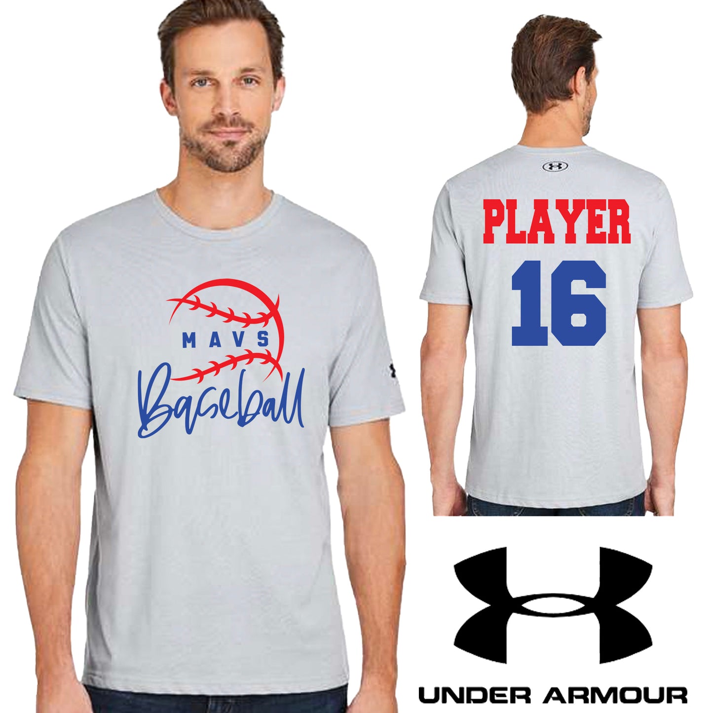 Mavs Baseball Men's Gray Under Armour Athletic 2.0 T Shirt - 1383264