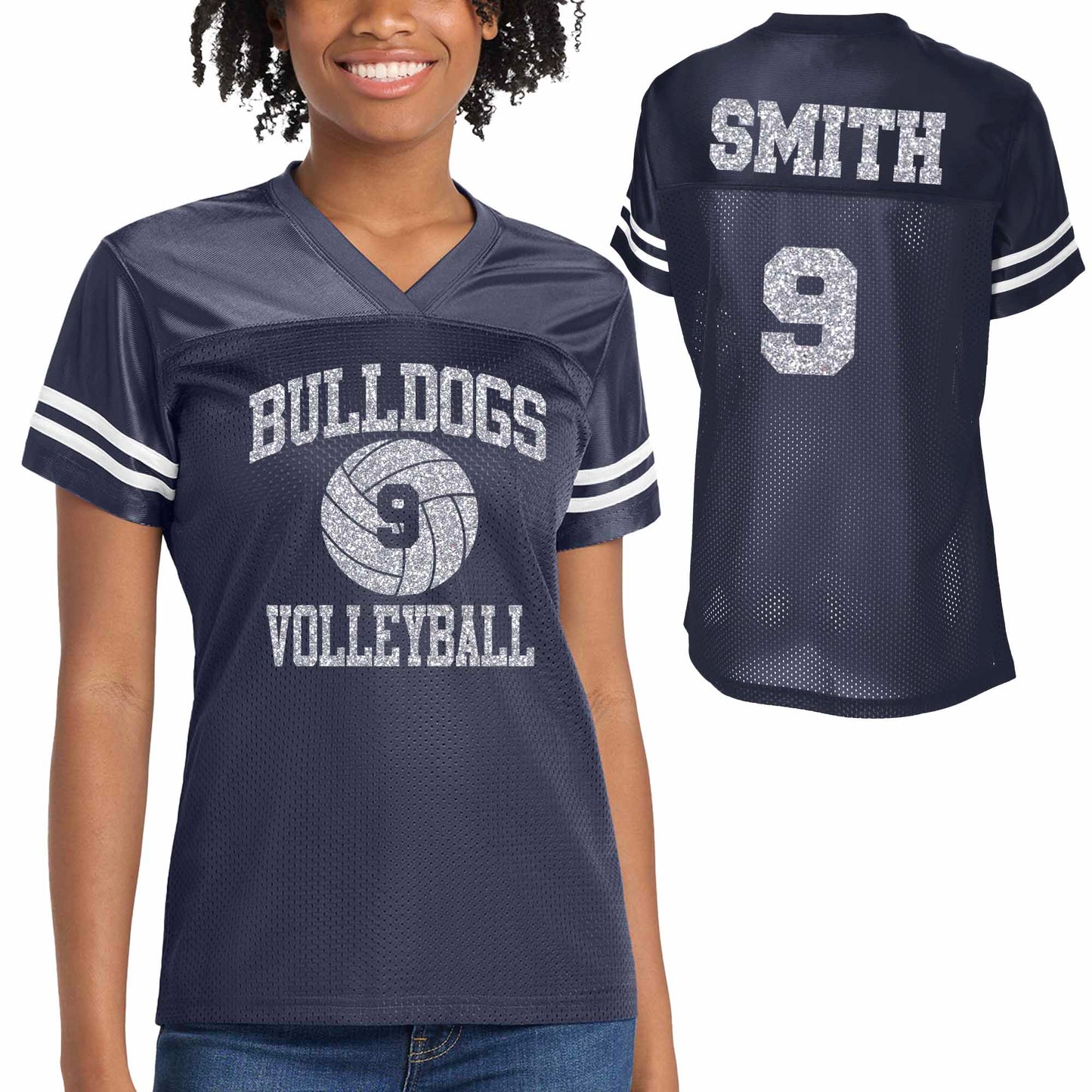Volleyball Team Glitter Team Design Women's Sport-Tek Replica Football Jersey - LST307
