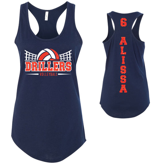 Custom Volleyball Team Glitter Design Next Level Fitted Racerback Tank Top - 1533