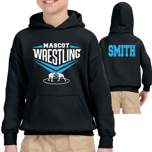 Wrestling Team Design Gildan Heavy Cotton Blend Youth Hoodie Sweatshirt - 1495.18500b
