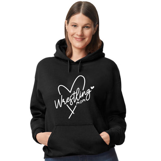 Wrestling Mom Heart Gildan Heavy Cotton Blend Hoodie Sweatshirt - 112.18500