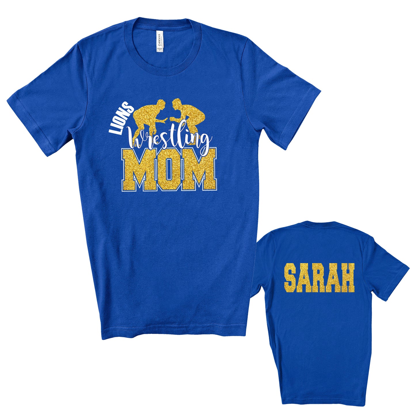 Wrestling Mom Personalized Glitter Design Unisex Soft Bella + Canvas Jersey T Shirt - 4.3001