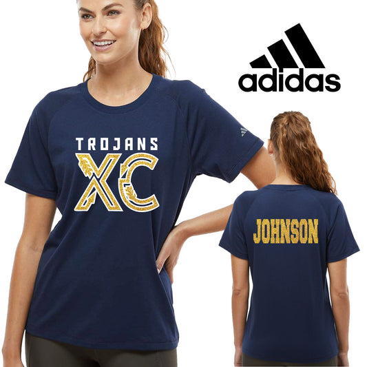 Cross Country Team Personalized Glitter Design Women's Adidas Cotton Blend T Shirt - 2.A557