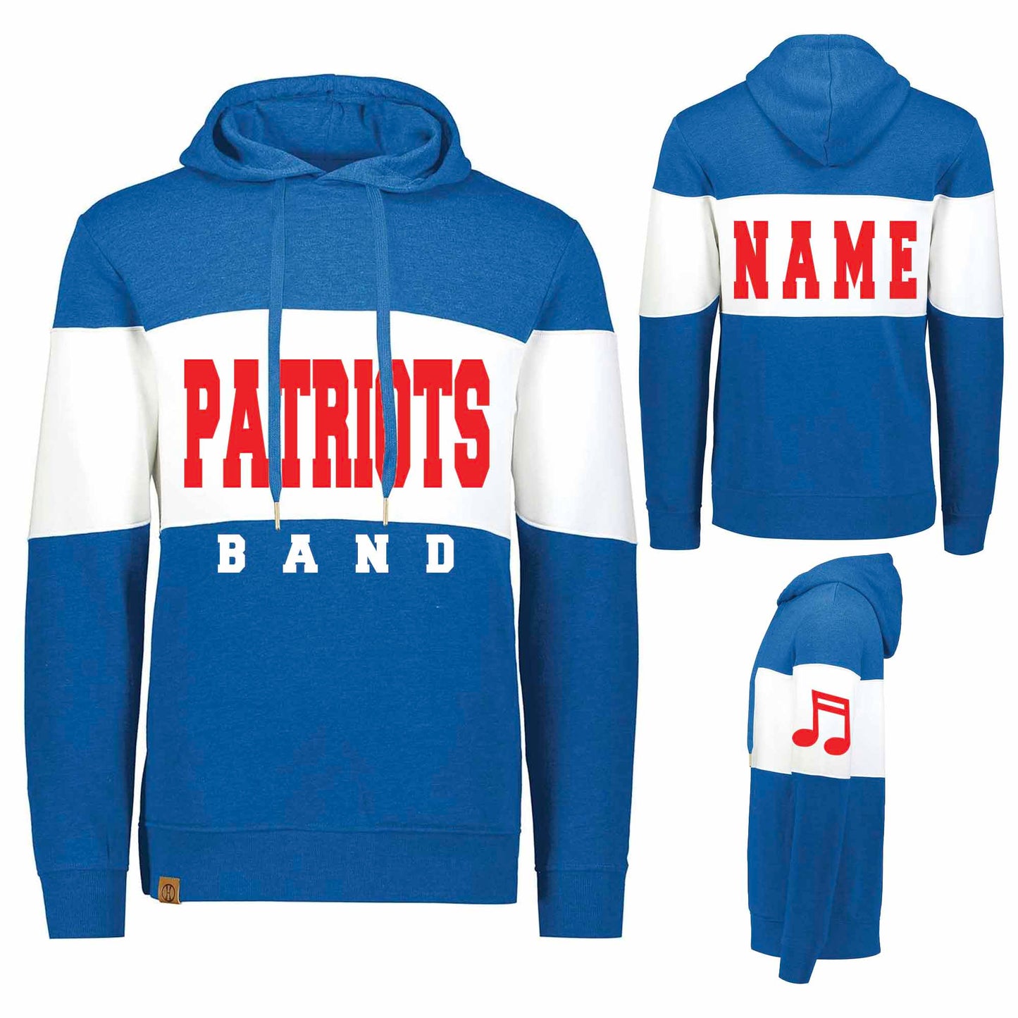 Patriots Band Design Royal All-American Fleece Colorlbock Hoodie Sweatshirt by Holloway - 229563