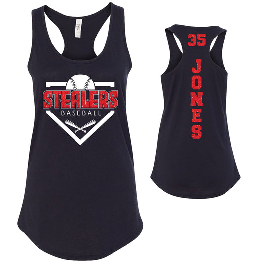 Custom Baseball Team Glitter Deisgn Next Level Fitted Racerback Tank Top - 1533