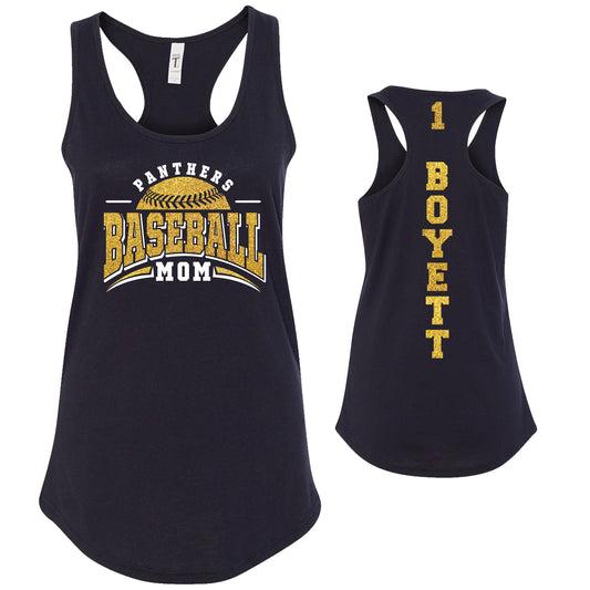 Custom Baseball Mom Glitter Deisgn Next Level Fitted Racerback Tank Top - 1533