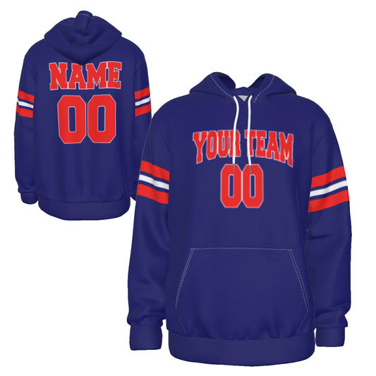 Fully Custom Navy Blue & Red Athletic Wear Team Sports Hoodie Sweatshirt - HD-31