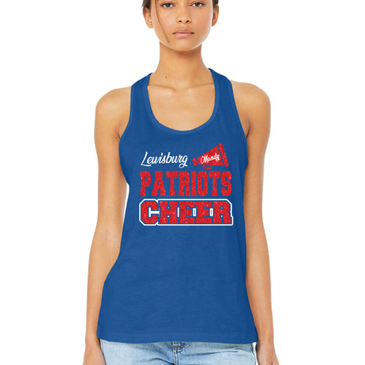 Patriots Cheer Team Glitter Team Design Women's Royal Bella Canvas Racerback Tank Top - LST307
