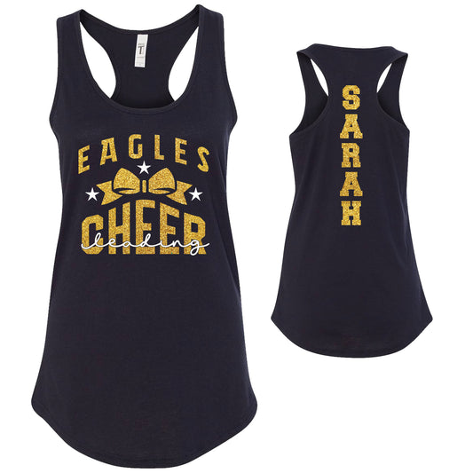 Cheer Team Glitter Deisgn Next Level Fitted Racerback Tank Top - 1533