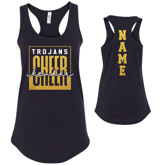 Cheer Team Glitter Deisgn Next Level Fitted Racerback Tank Top - 1533
