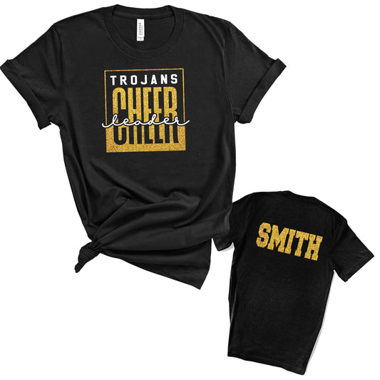 Cheer Team Personalized Glitter Design Unisex Soft Bella + Canvas Jersey T Shirt - 3001