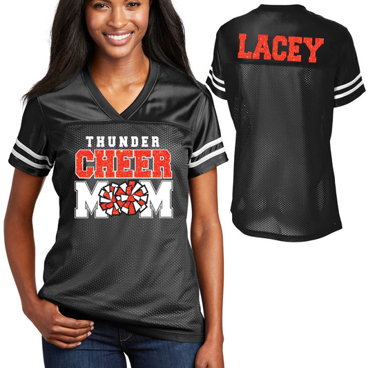 Cheer Mom Glitter Team Design Women's Sport-Tek Replica Football Jersey - LST307