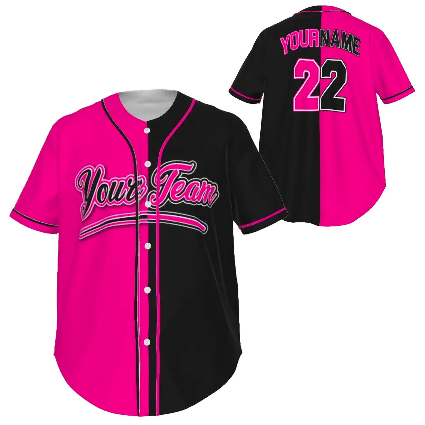 Fully Custom Pink and Black Baseball Softball Team Design Baseball Jersey BS-12