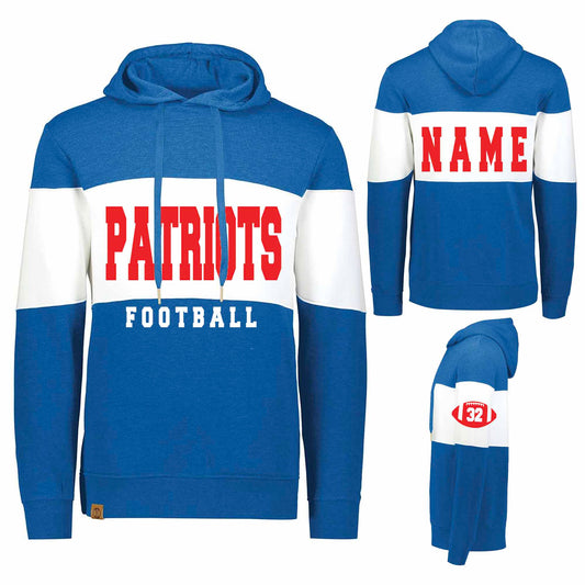 Patriots Football Design Royal All-American Fleece Colorlbock Hoodie Sweatshirt by Holloway - 229563