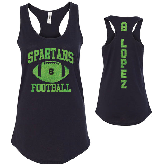 Custom Football Team Glitter Deisgn Next Level Fitted Racerback Tank Top - 1533