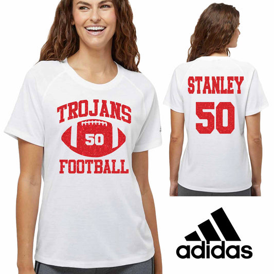 Football Team Personalized Glitter Design Women's Adidas Cotton Blend T Shirt - 3.A557