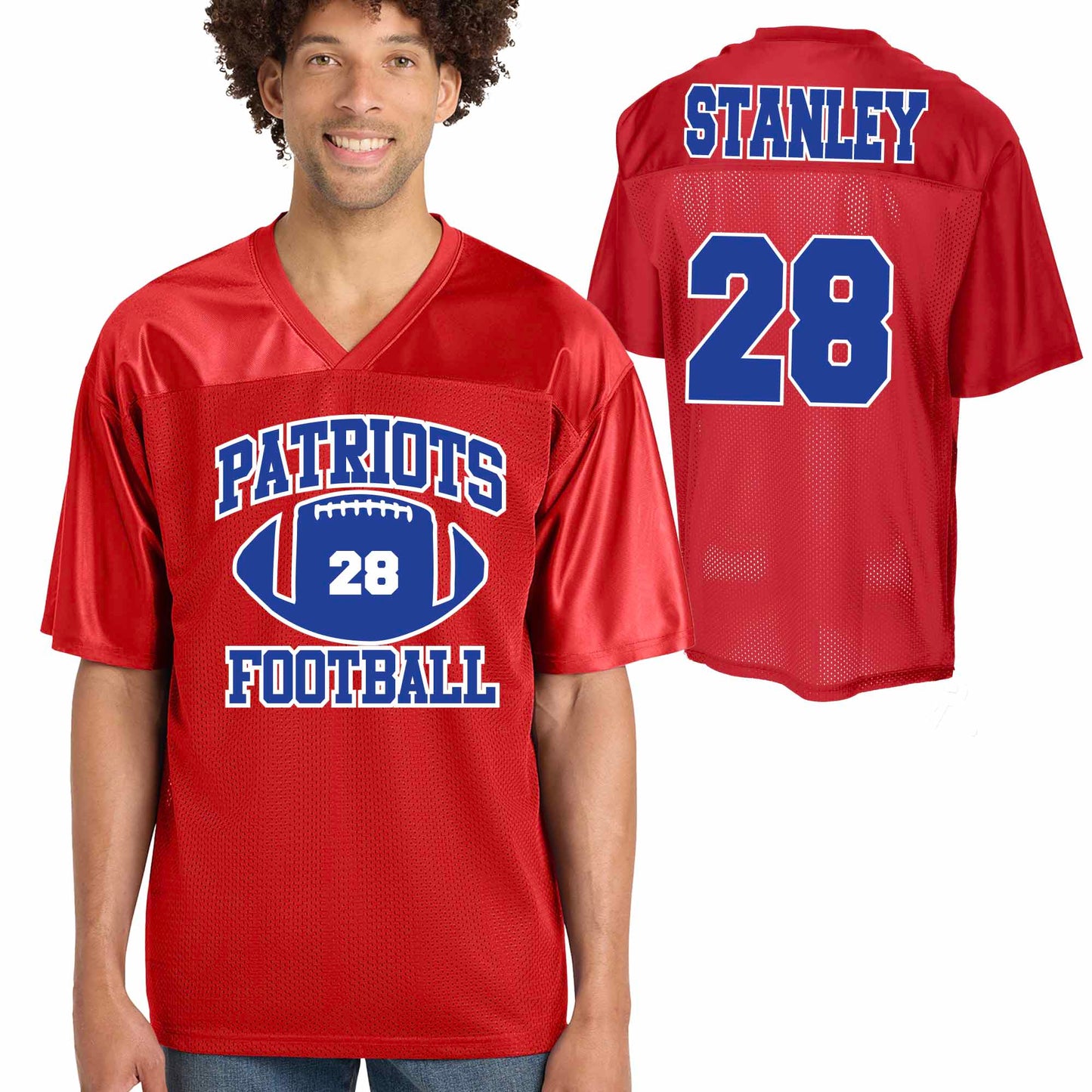 Patriots Football Team Design Unisex Red Sport-Tek Replica Football Jersey - ST307