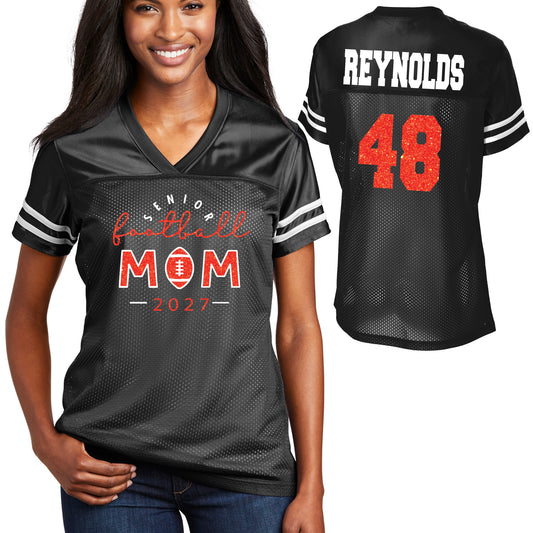 Senior Football Mom Glitter Team Design Women's Sport-Tek Replica Football Jersey - LST307