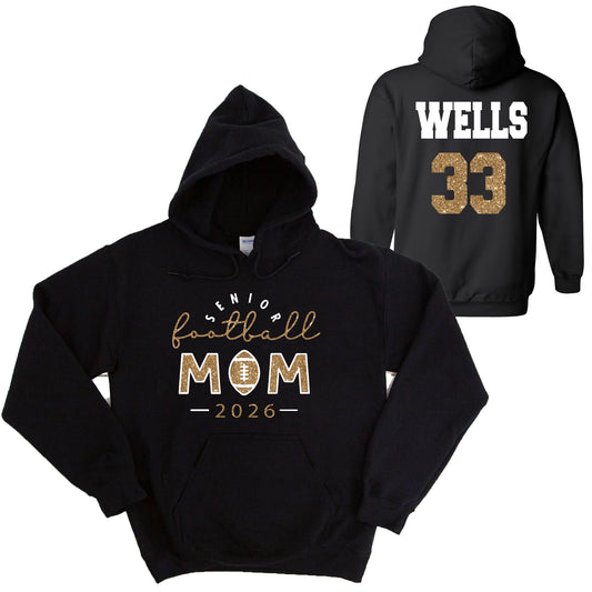 Senior Football Mom Glitter Design Gildan Heavy Cotton Blend Hoodie Sweatshirt - 18500