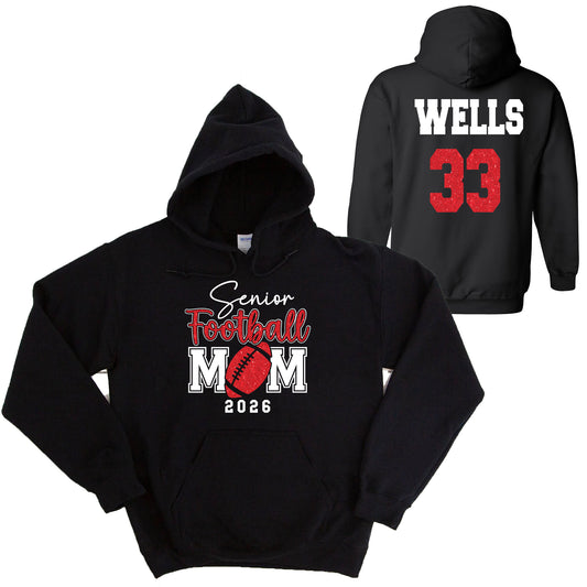 Senior Football Mom Glitter Design Gildan Heavy Cotton Blend Hoodie Sweatshirt - 18500