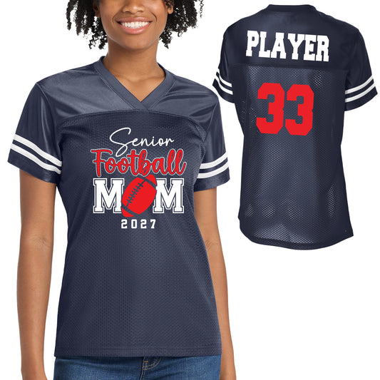 Senior Patriots Football Mom Team Design Women's Navy Sport-Tek Replica Football Jersey - LST307