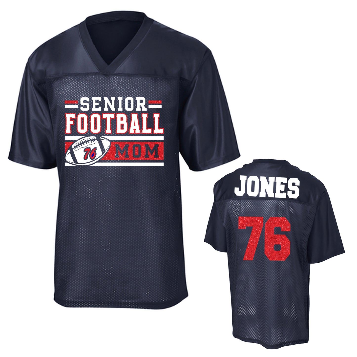 Patriots Senior Football Mom Glitter Team Design Unisex Navy Sport-Tek Replica Football Jersey - LST307