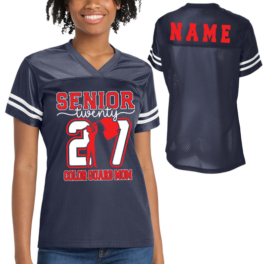 Senior Patriots Color Guard Mom Team Design Women's Navy Sport-Tek Replica Football Jersey - LST307