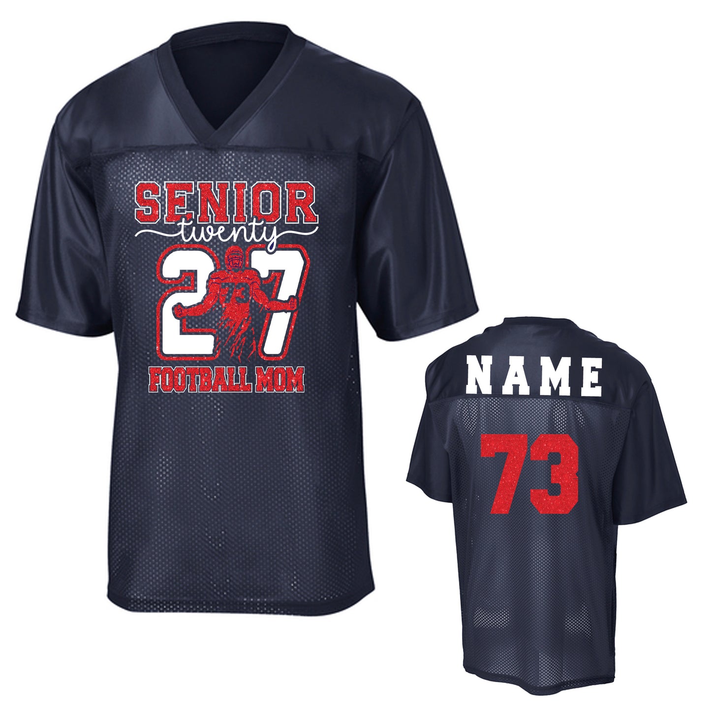 Patriots Senior Football Mom Glitter Team Design Unisex Navy Sport-Tek Replica Football Jersey - LST307