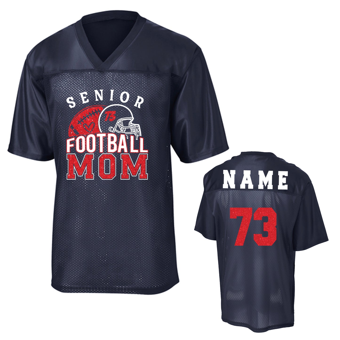 Patriots Senior Football Mom Glitter Team Design Unisex Navy Sport-Tek Replica Football Jersey - LST307 (Copy)