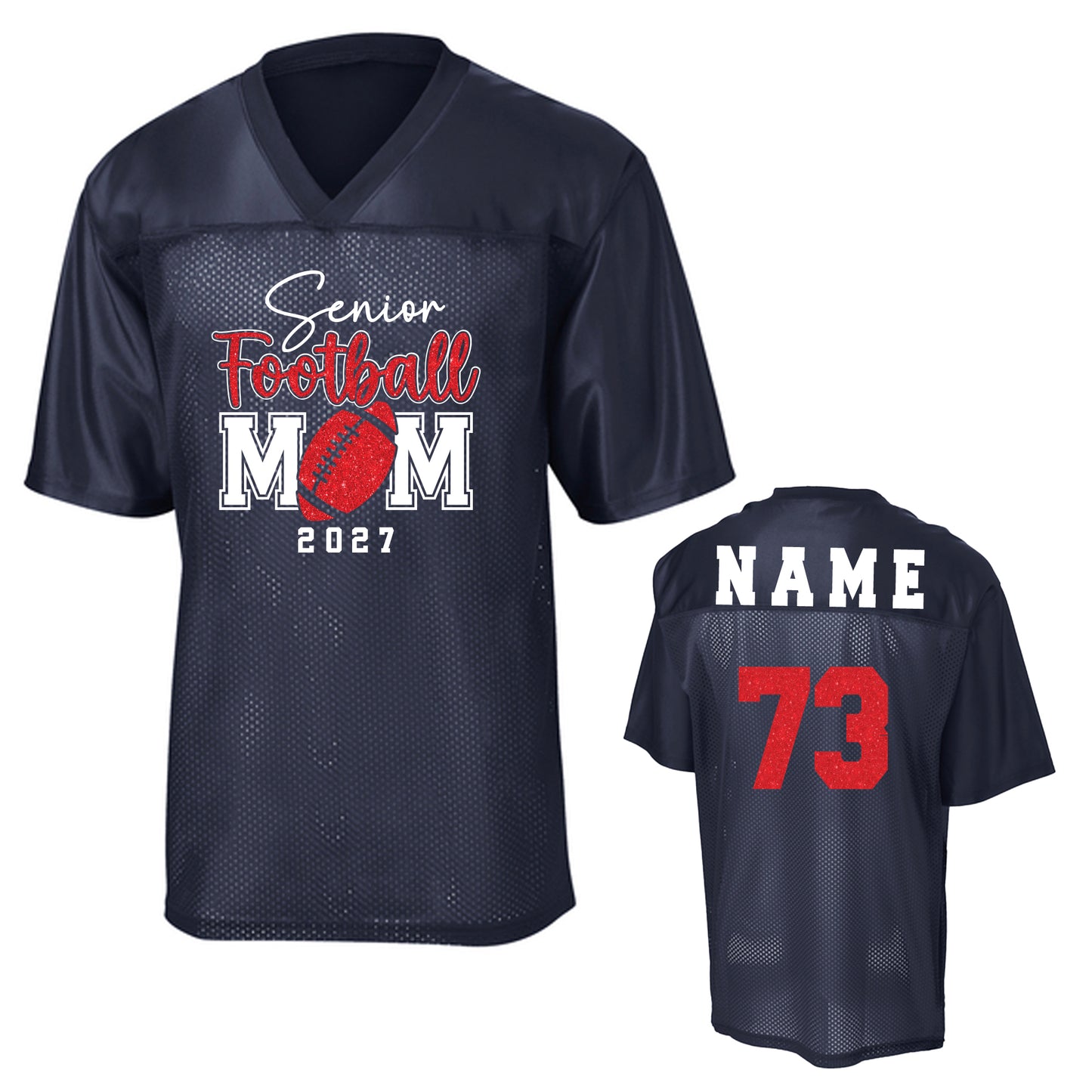 Patriots Senior Football Mom Glitter Team Design Unisex Navy Sport-Tek Replica Football Jersey - LST307