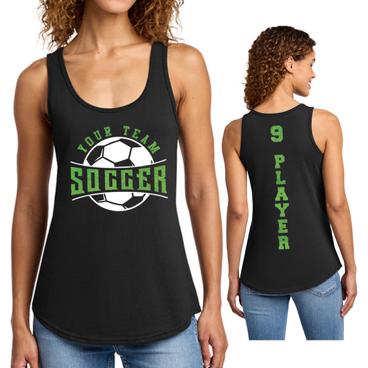 Custom Soccer Team Glitter Design Port & Co Women's Cotton Core Tank Top - LPC54TT