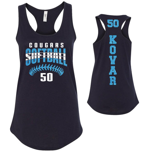 Custom Softball Team Glitter Deisgn Next Level Fitted Racerback Tank Top - 102.1533